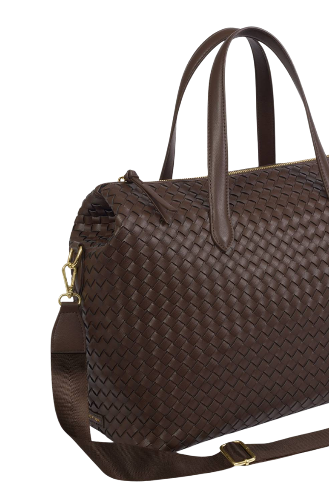 Katie Loxton | Milan Hand Woven Cabin Bag in Chocolate