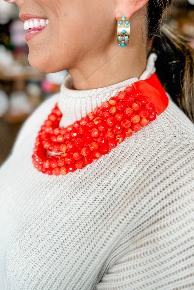 The Olivia Necklace in Marble Coral