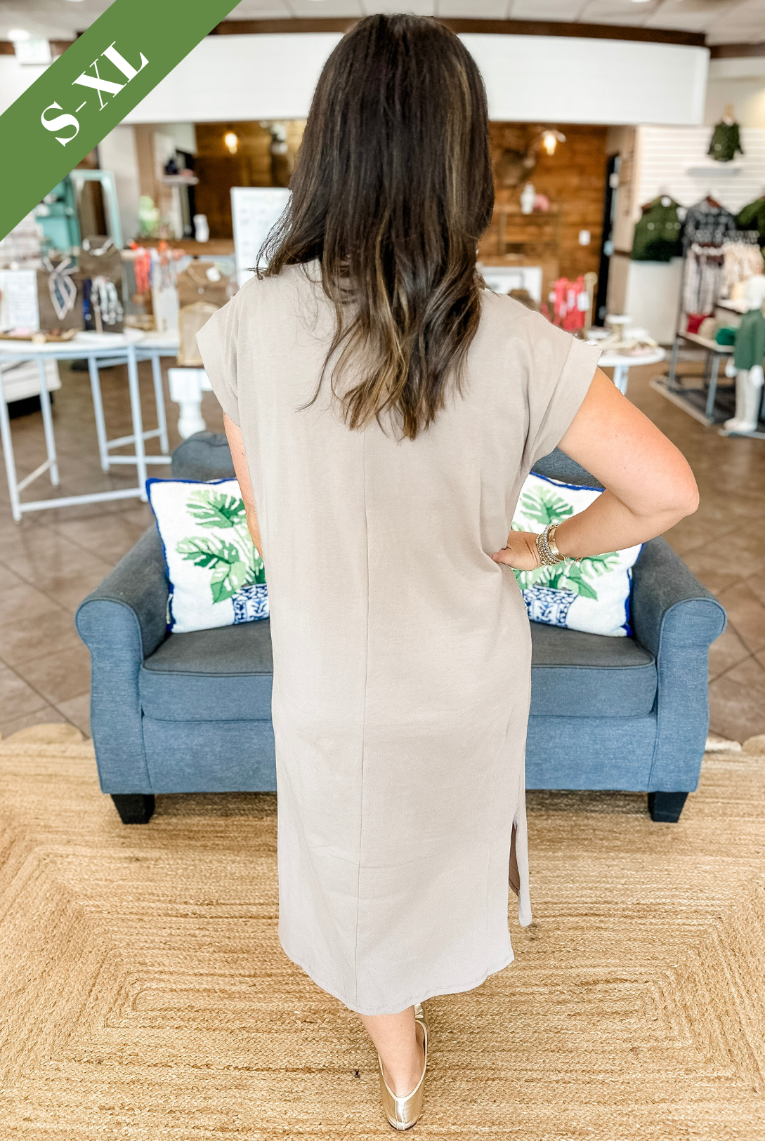 Crisp and Cozy T-shirt Dress in Ash Mocha