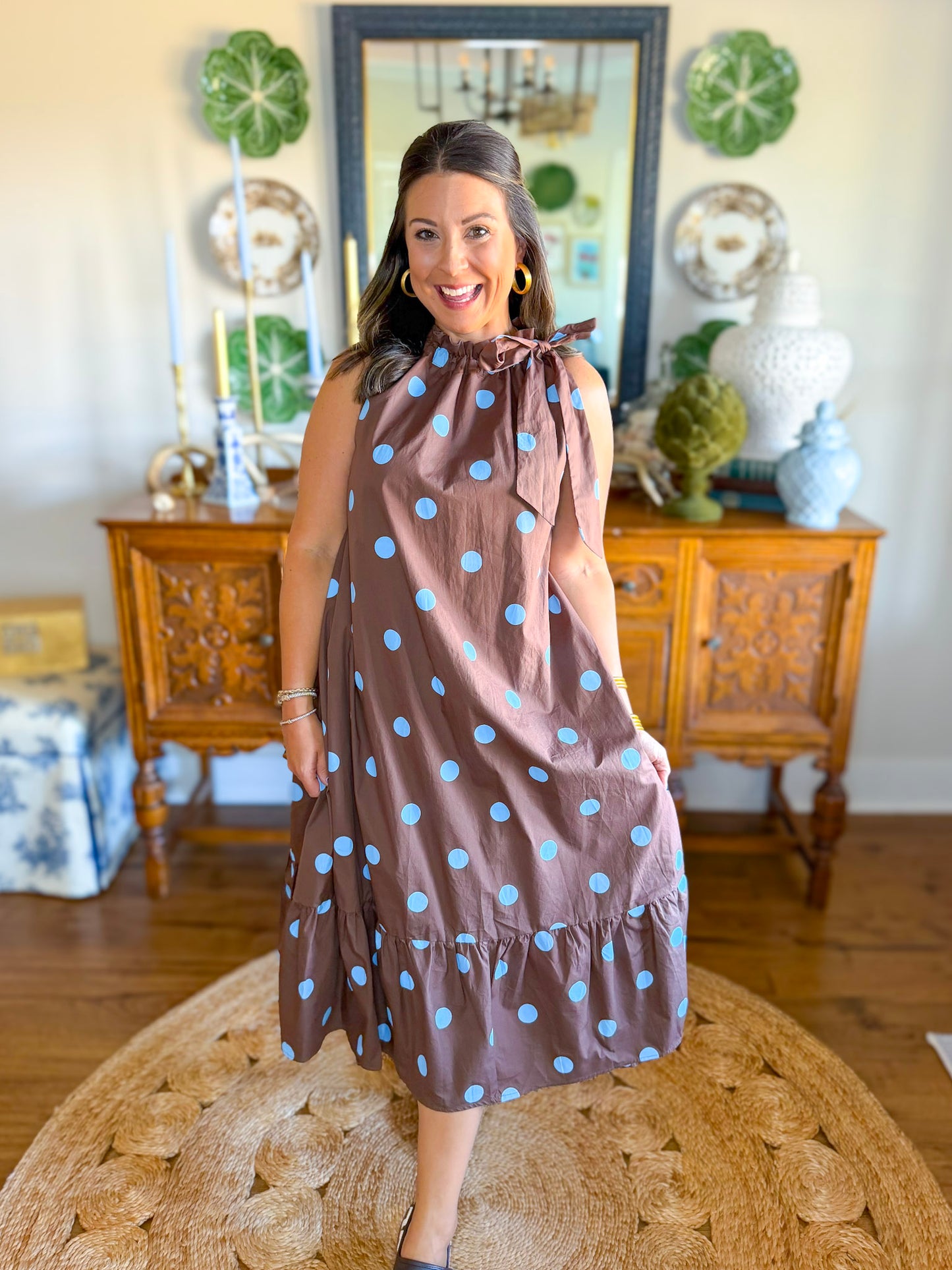Brown Sugar Halter Dot Dress