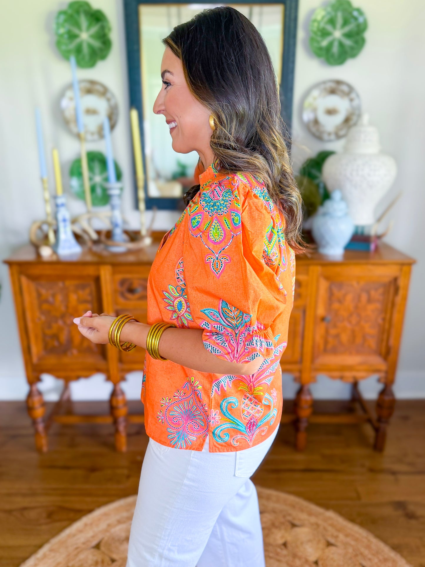 Amy Top in Apricot Filigree