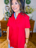 Caryn Lawn | Millie Colorblock Dress Red and Blue