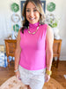 City Sleek Mock Neck Top in Pink