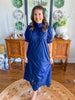 The Willow Bloom Midi Dress in Navy