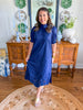 The Willow Bloom Midi Dress in Navy