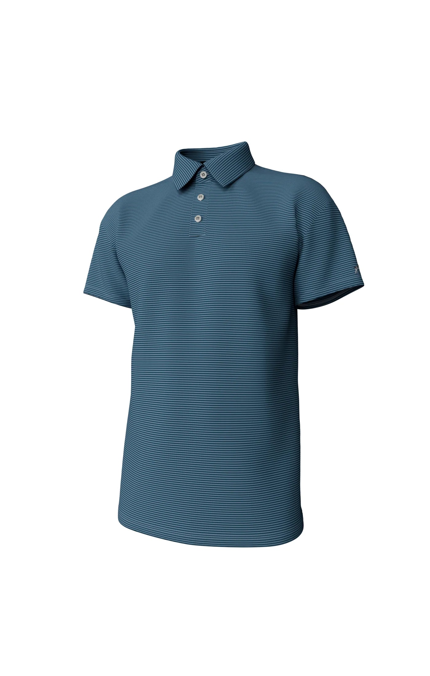 Southern Point Hinton Stripe Performance Polo in Mallard Blue/Mountain Spring