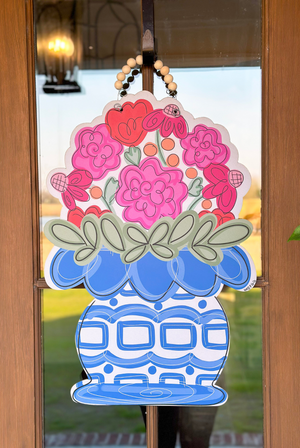 Chinoiserie Floral Vase Door Hanger