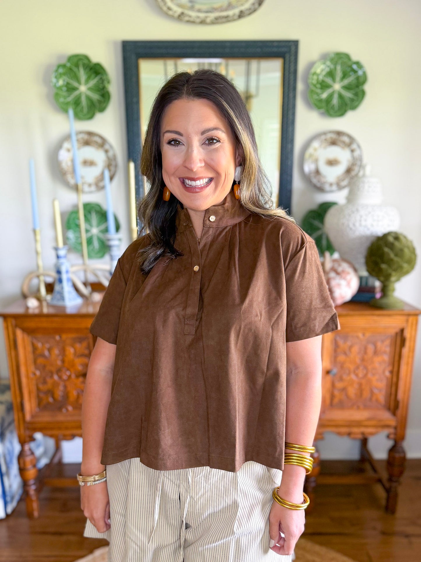 The Elise Blouse in Brown