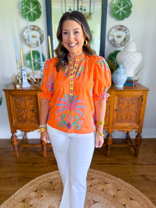 Amy Top in Apricot Filigree