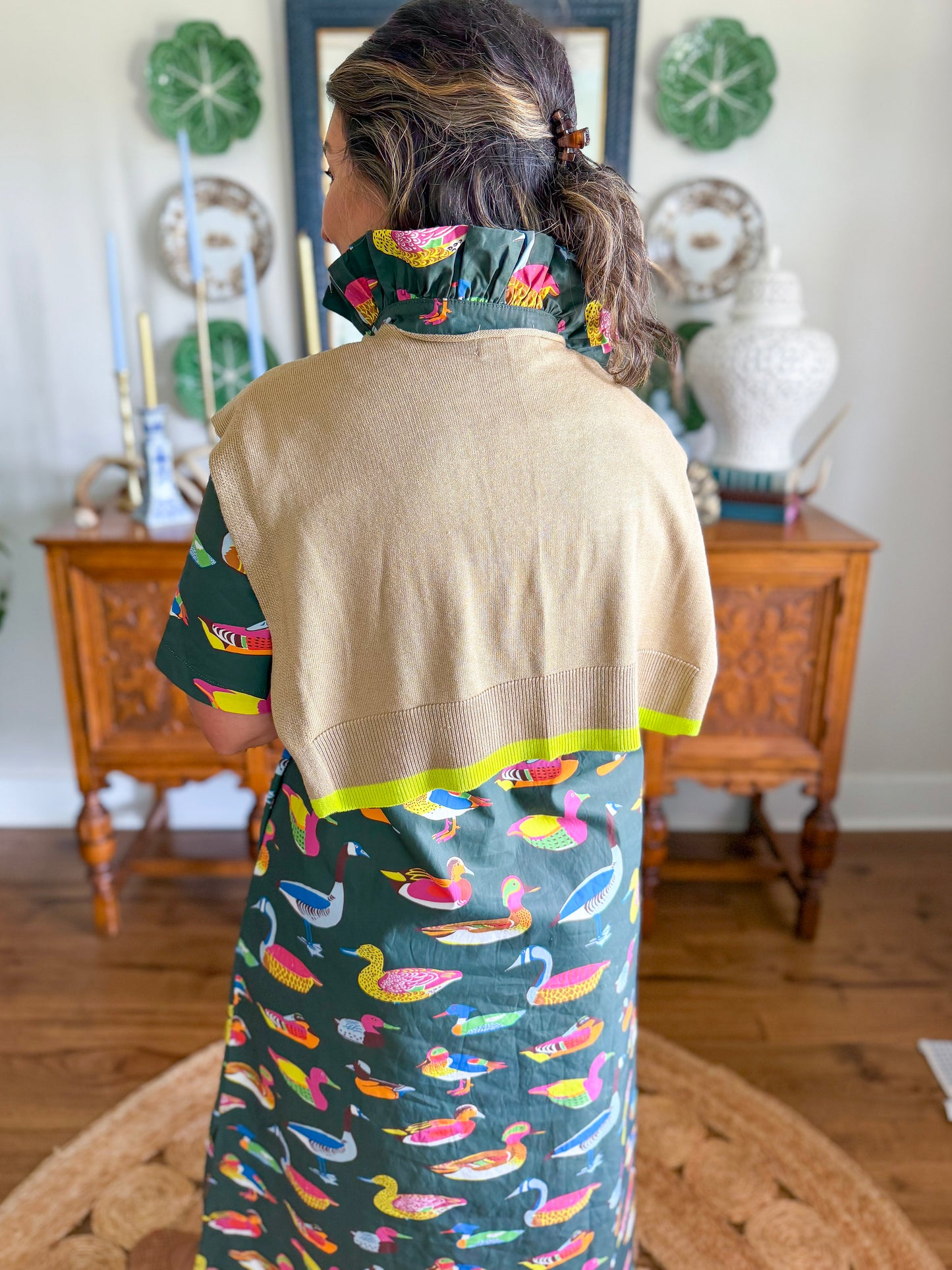 Caryn Lawn | Caryn Shaw in Khaki/Lime