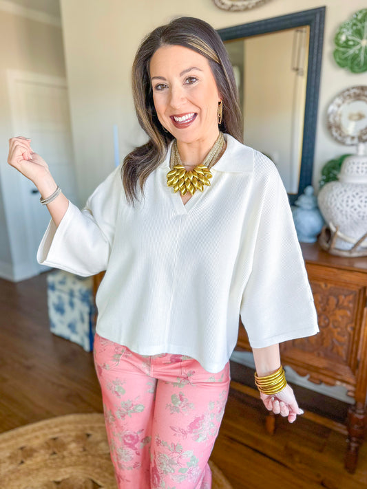 The Marlowe Knit Sweater in Off White