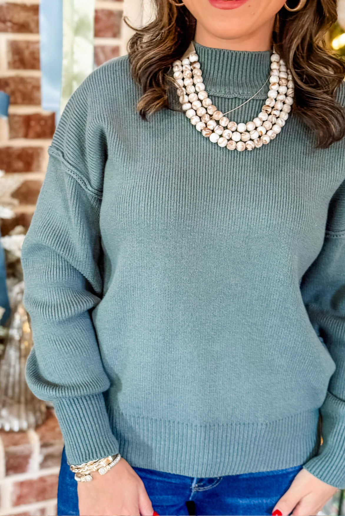 A Cozy Charm Sweater in Jade