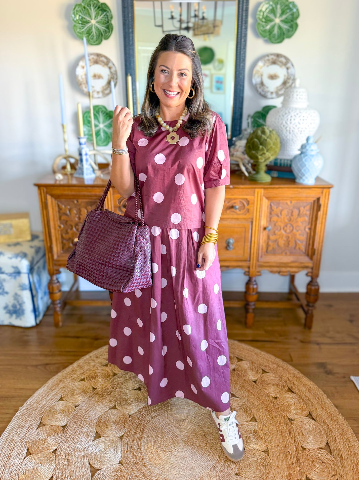 Burgundy & Blush Dot Set