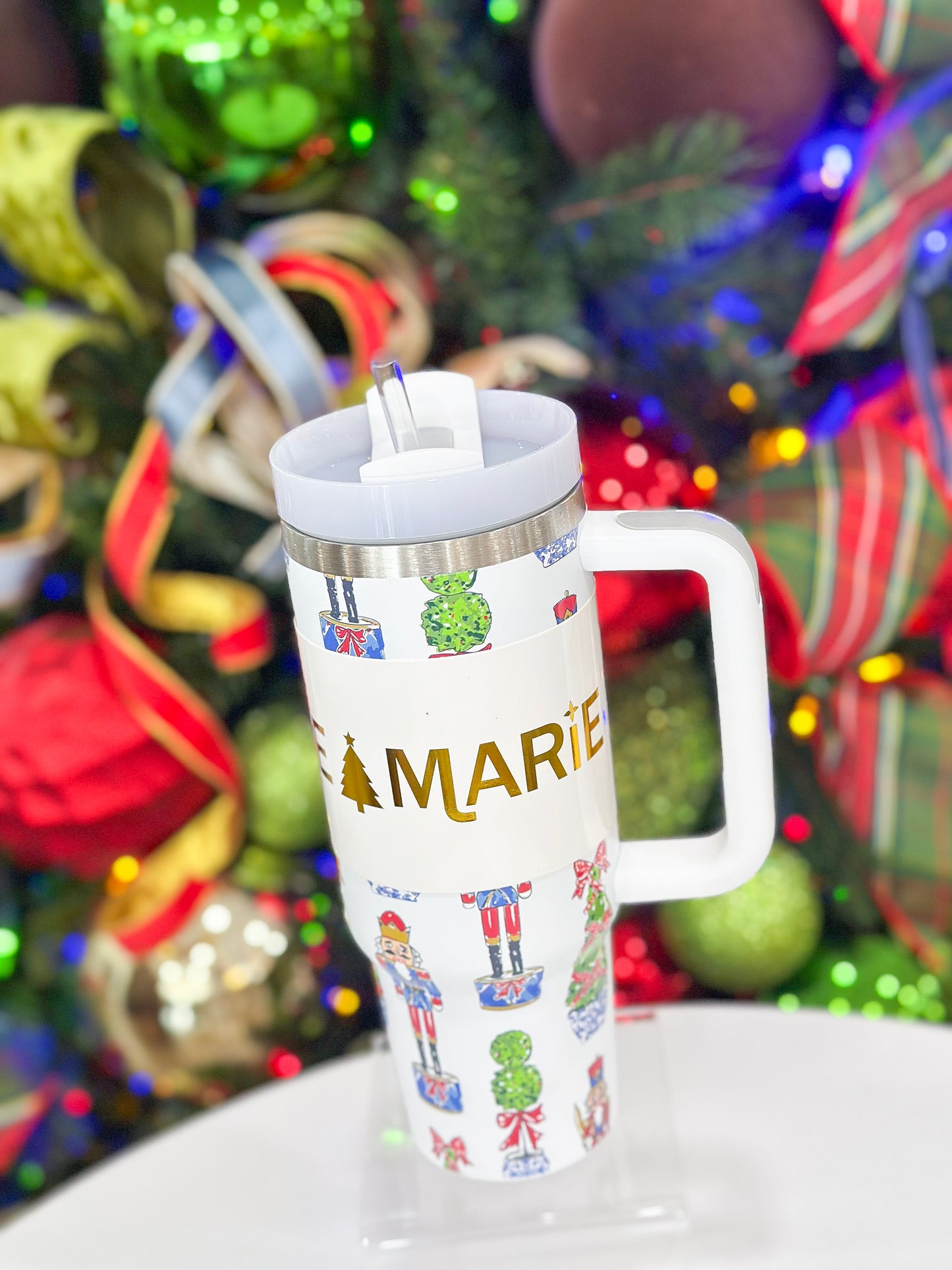 Jane Marie Festive Nutcracker 30 Oz. Tumbler with straw and handle