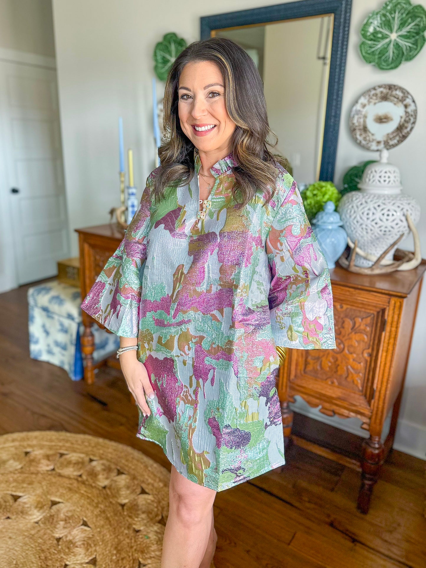 Brianna Cannon Caftan in Splash of Spring Metallic