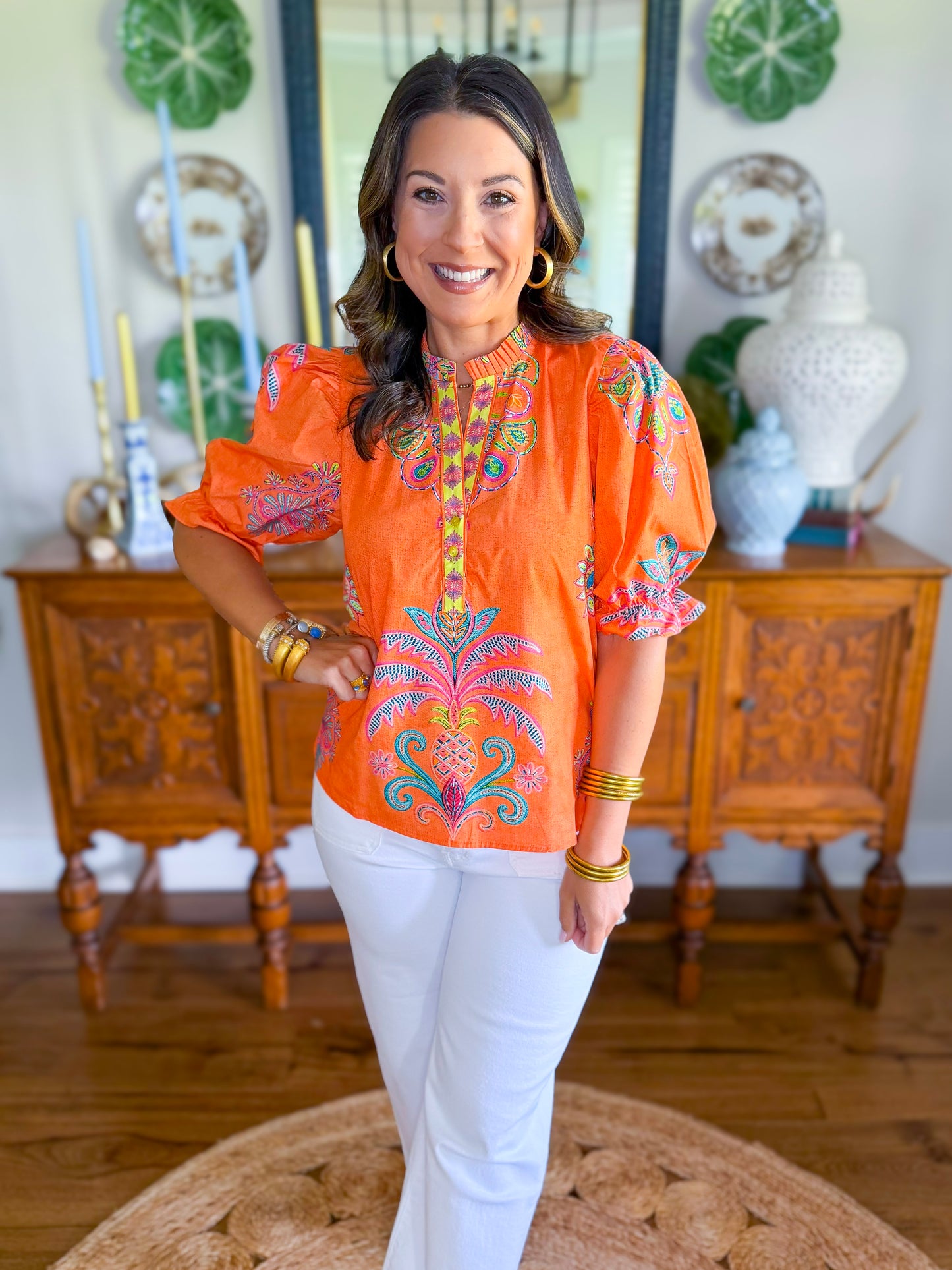 Amy Top in Apricot Filigree