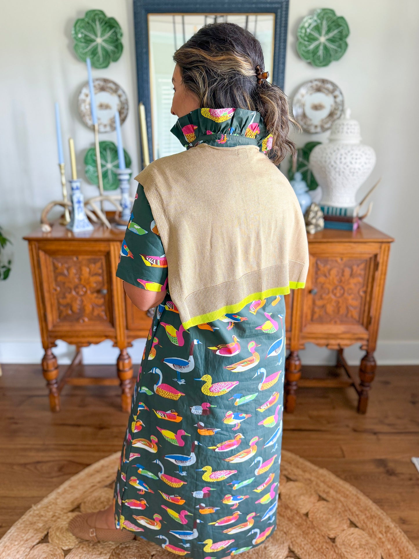 Caryn Lawn | Caryn Shaw in Khaki/Lime