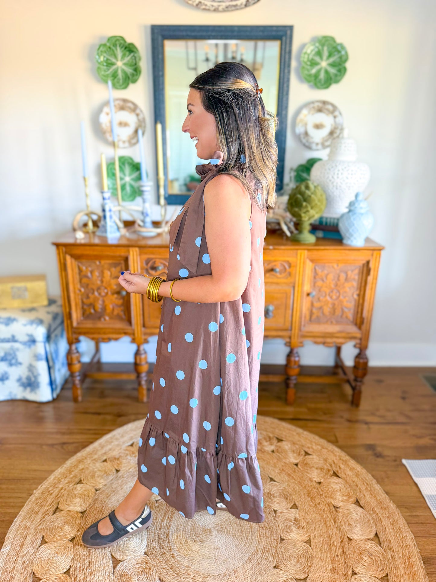 Brown Sugar Halter Dot Dress