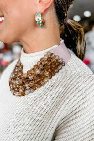 The Olivia Necklace in Marble Tan