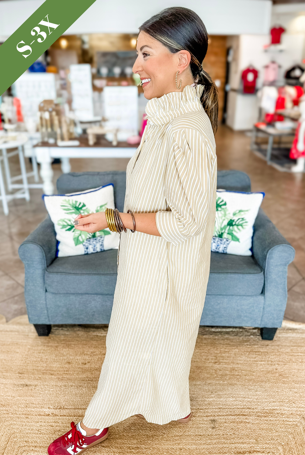 Adrienne Nina Dress in Golden Ten Stripe