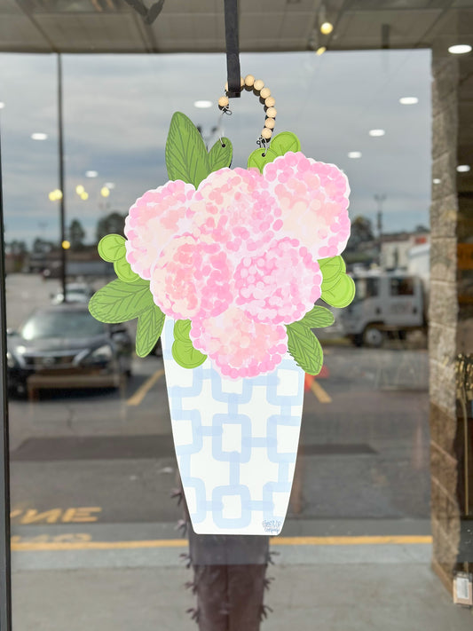 Pink Hydrangea Door Hanger