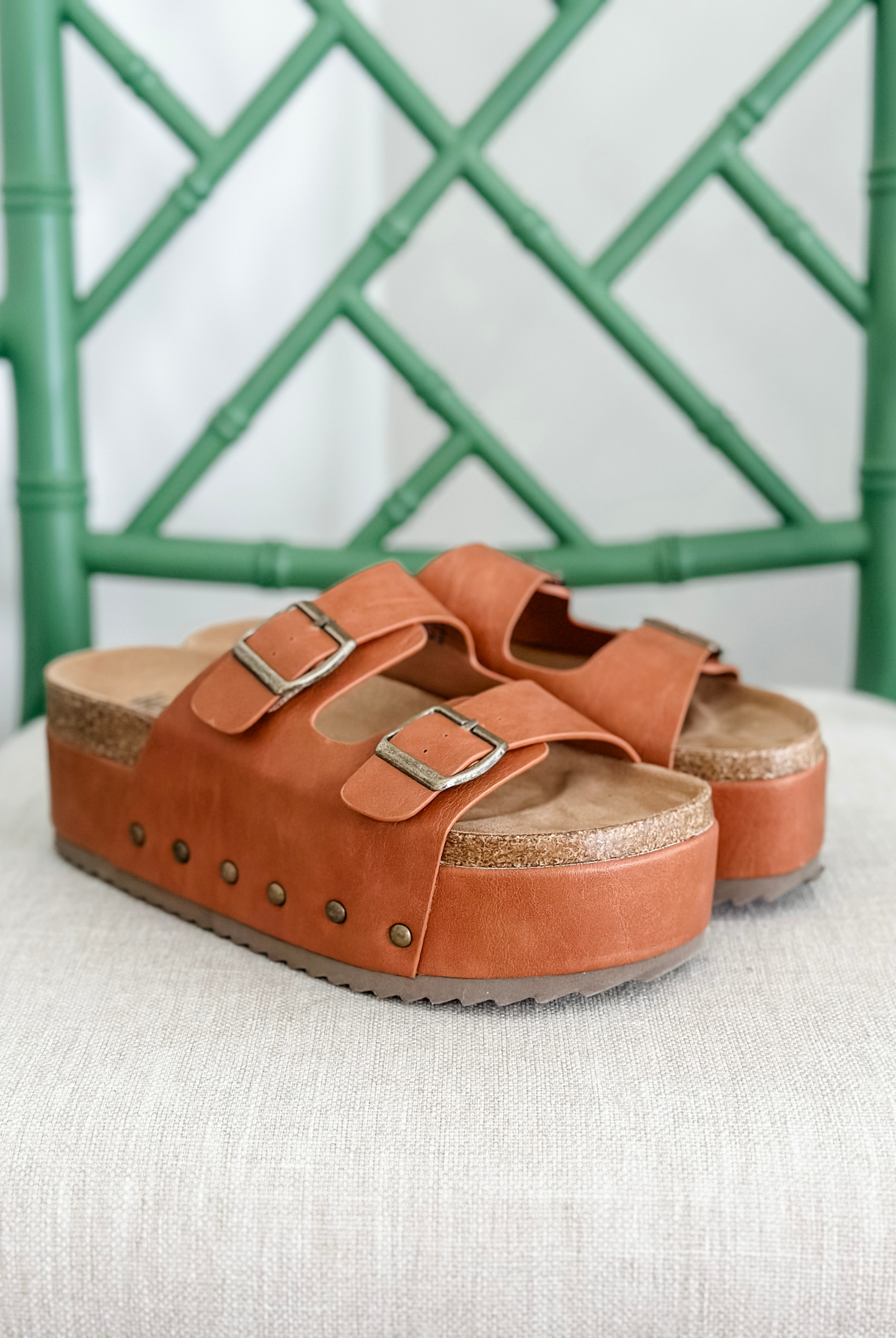 Wanna Be Platform Sandal in Cognac Smooth