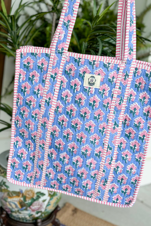 Pink Blossom Quilted Tote Bag