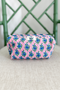 Medium Blue Blossom Quilted Cosmetic Bag