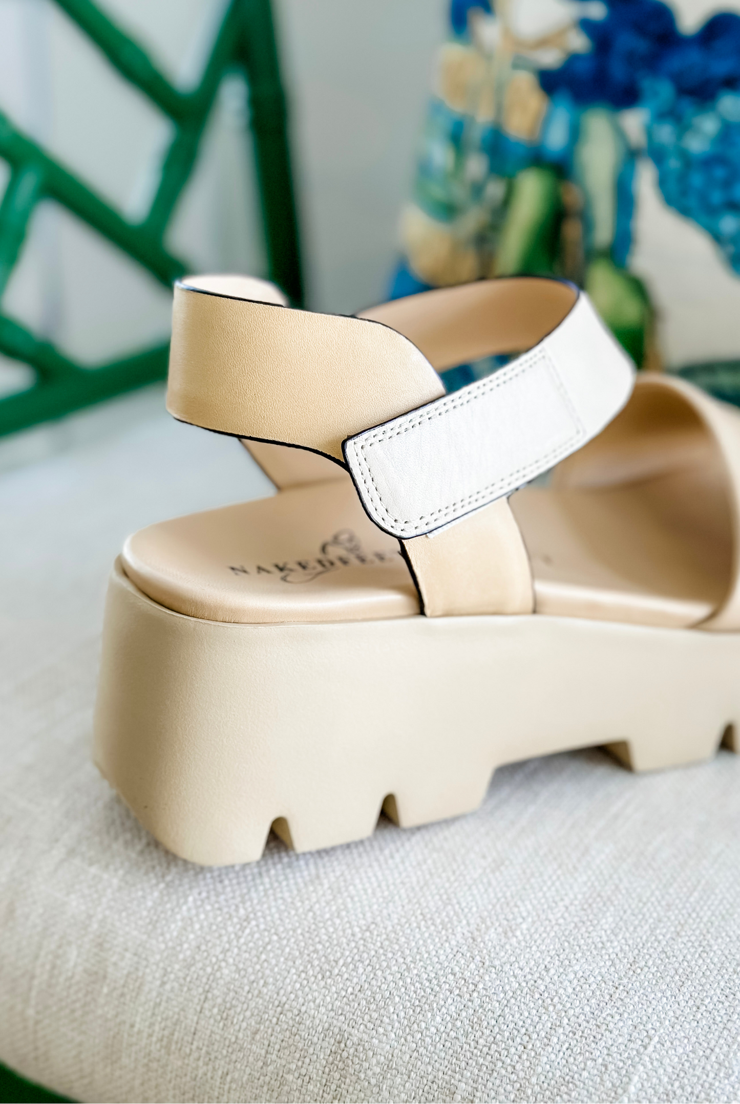 Naked Feet Alloy Platform Sandals in Beige