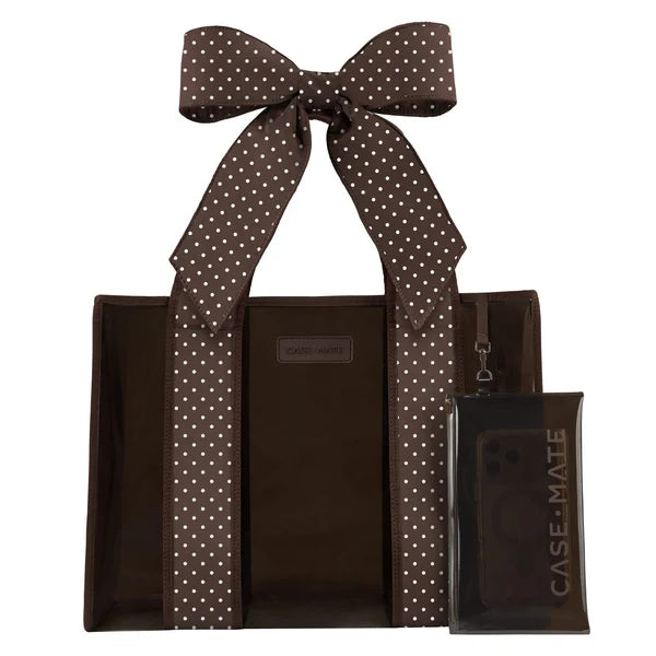Casemate | Jelly Bow Tote in Espresso Polka Dot Bow
