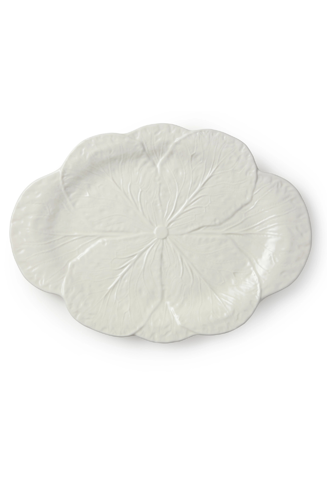 Le Jardin Cabbage 3-D Oval Platter in White