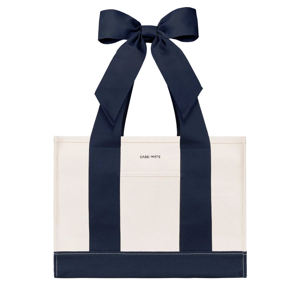 Casemate | Canvas Bow Tote Bag in Navy