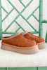 Pillow Talk Suede Platform Slipper in Tobacco