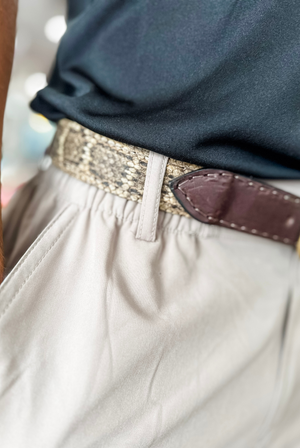 Bridle Leather Diamondback Rattlesnake Belt