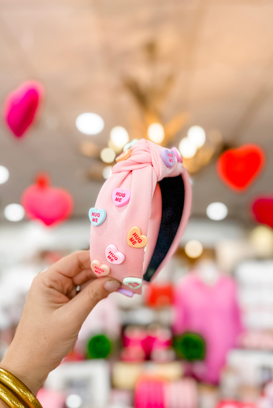 Conversation Heart Headband in Light Pink