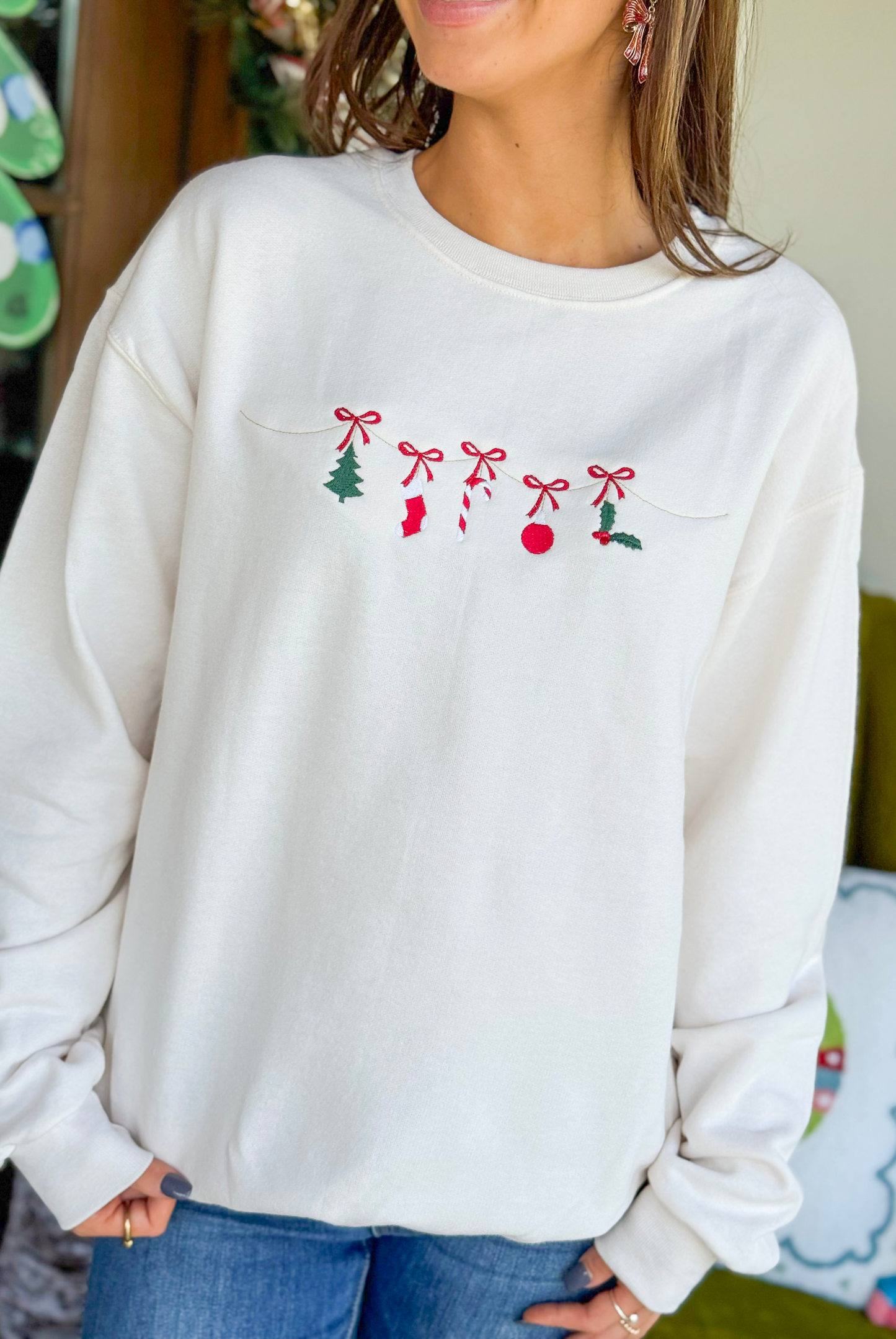 Christmas Embroidered Banner Sweatshirt