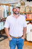 Southern Point Valley Stripe Performance Polo in Flamingo/Grey