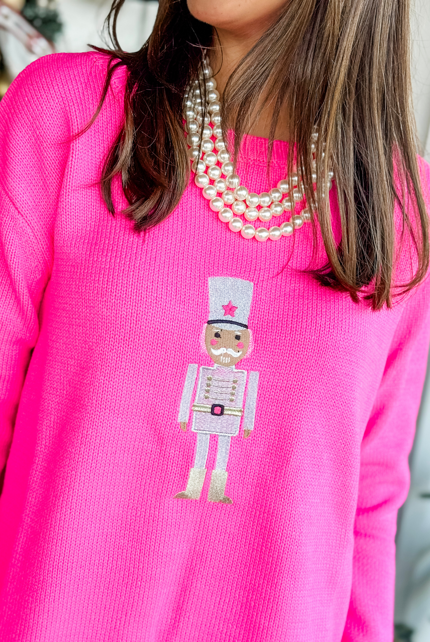 Nutcracker Pippa Crewneck Sweater in Hot Pink