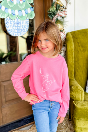 Girl's Pink Nutcracker Ballerina Long Sleeve Tee