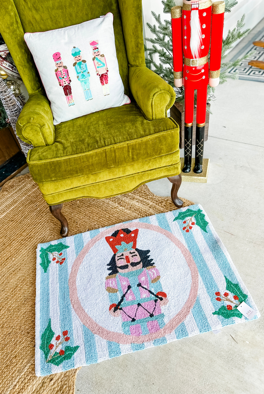 Holly Stripe Nutcracker Hook Rug