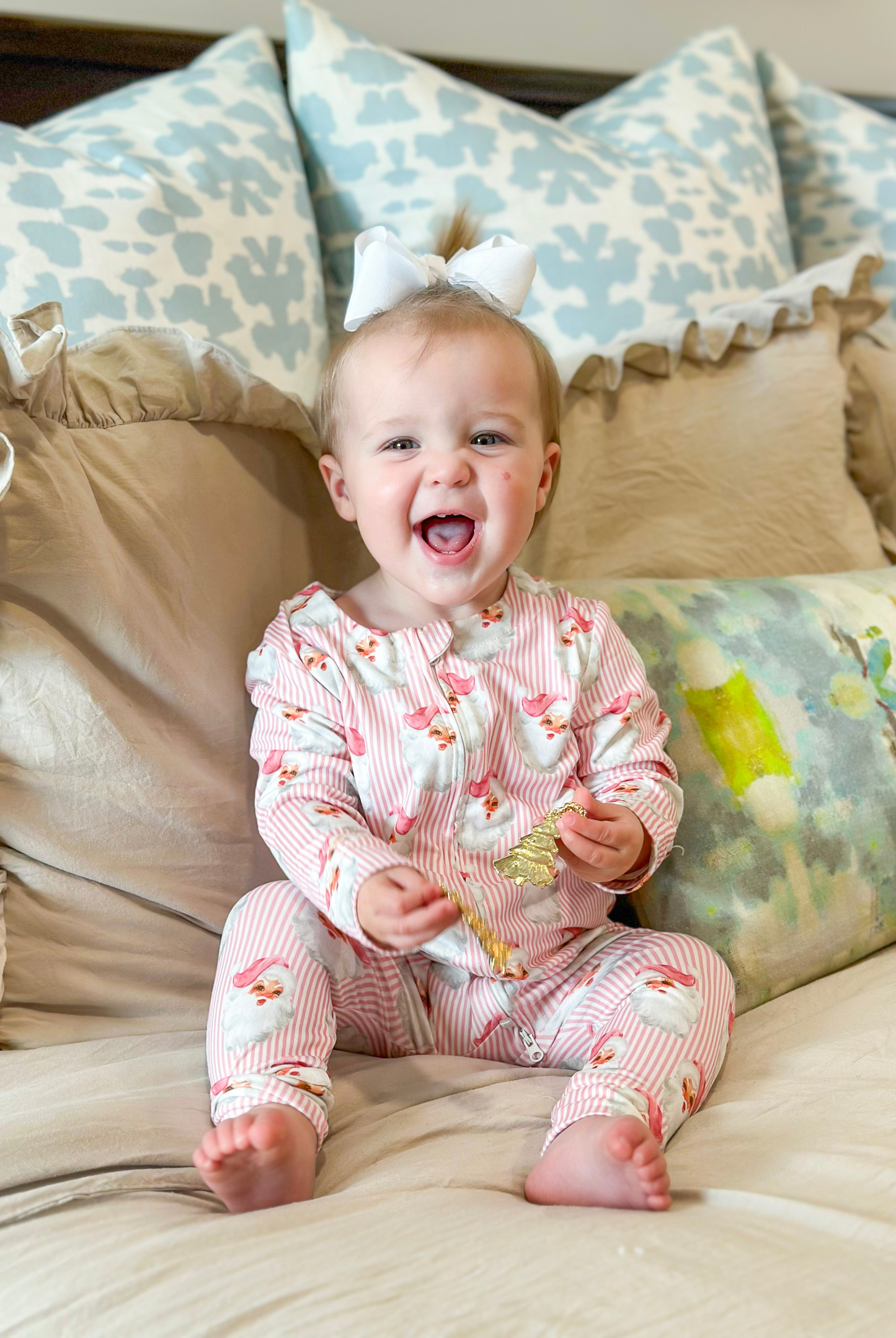 Baby Pink Santa Baby Pajama Onesie