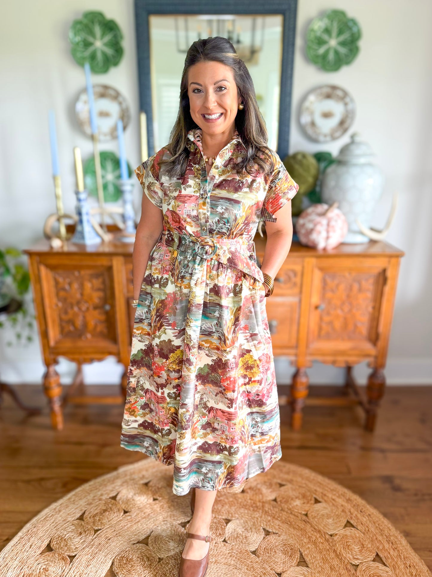 Painted Countryside Midi Dress
