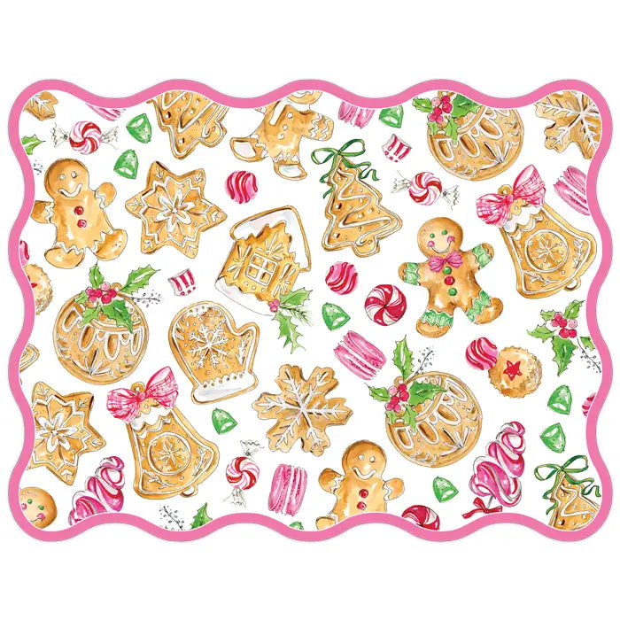 Gingerbread Cookies Pattern Pink Posh Die-Cut Placemats