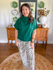 Arden Mock Neck Top in Hunter Green