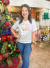 Jane Marie Pink Santa Claus Heather White Tee