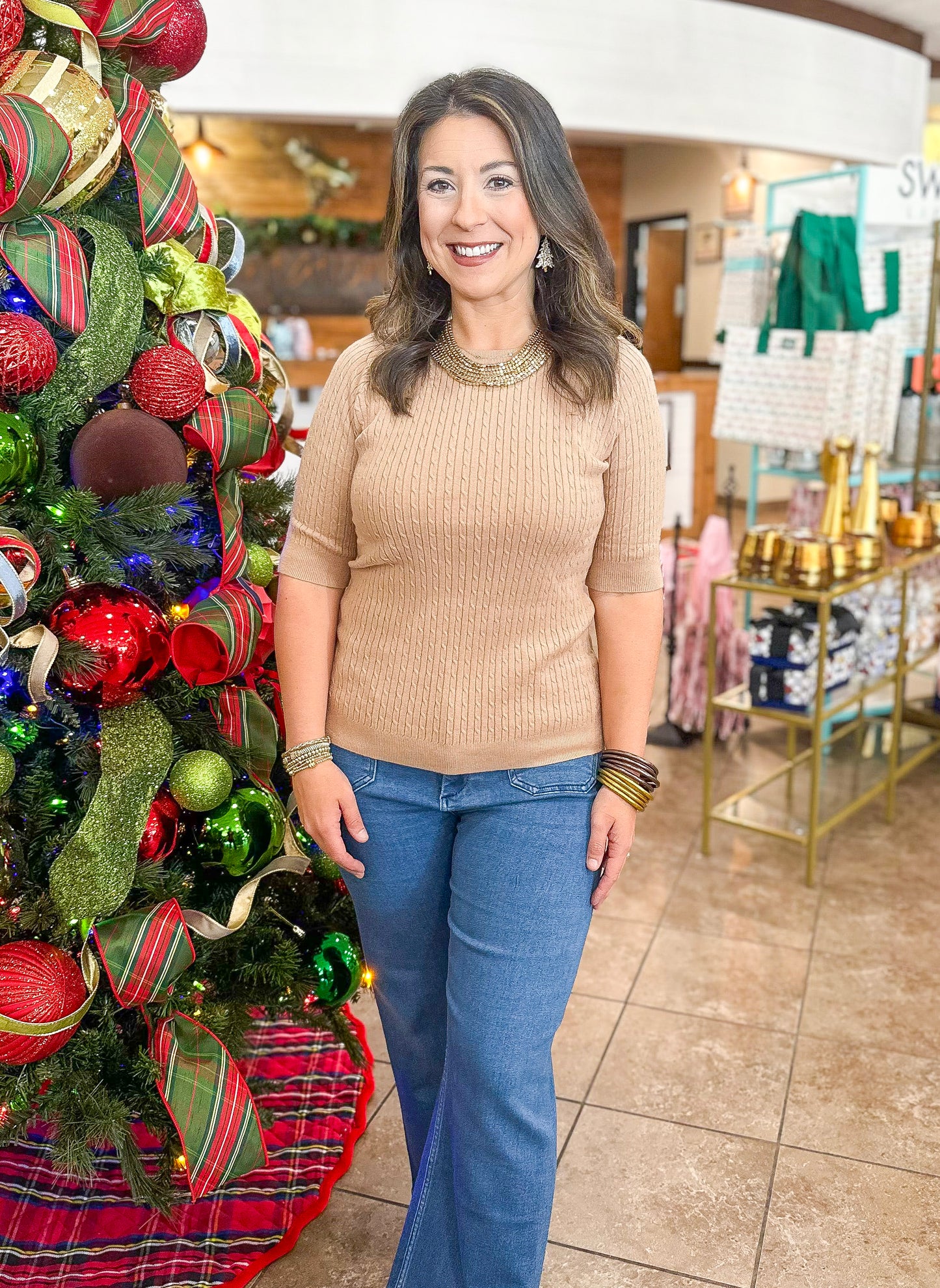 Kit Cable Knit Top in Camel