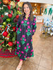 Midnight Blooms Midi Dress