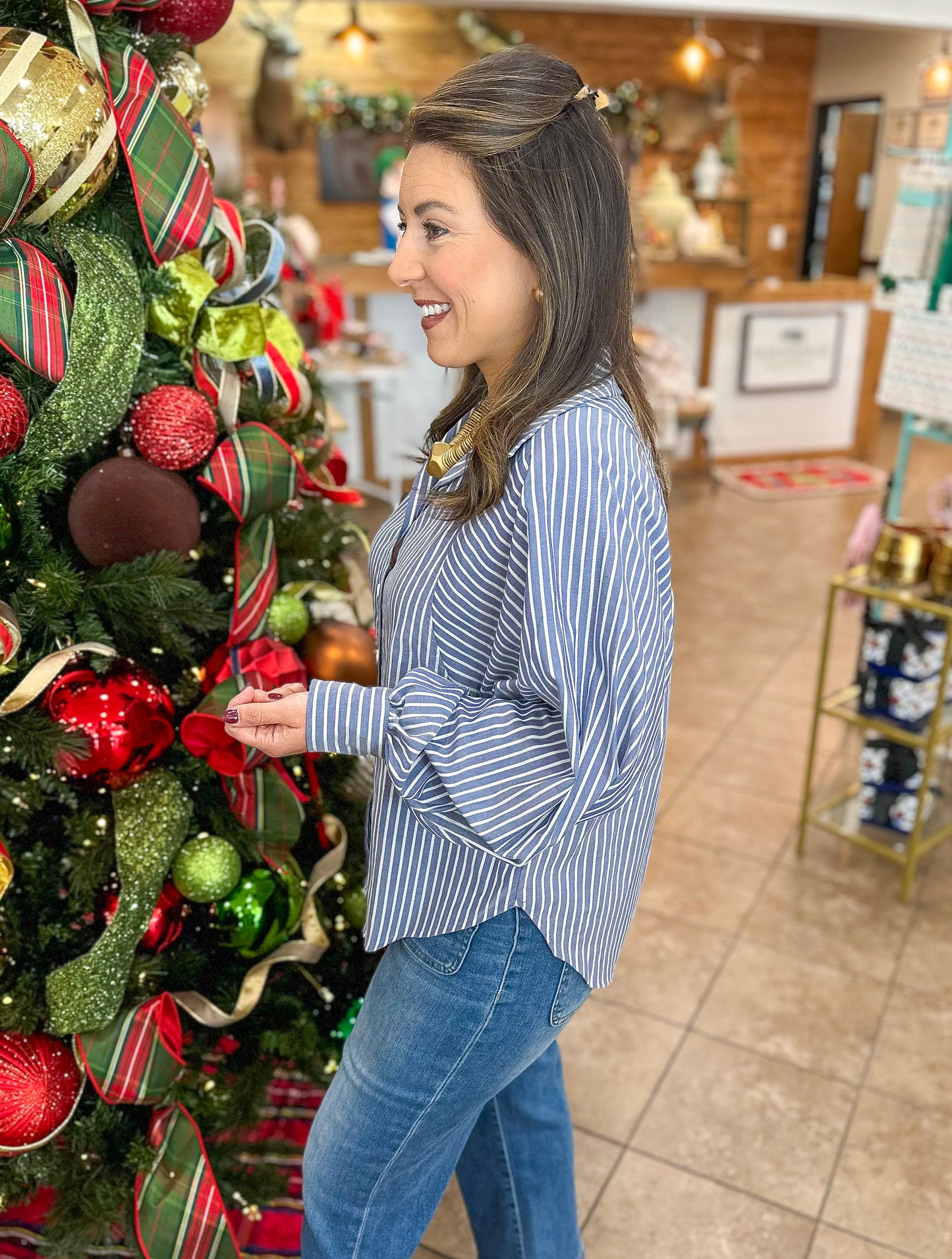 Adrienne Brooks Top in Navy Stripe