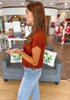 Simply Styled Mockneck Top in Rust