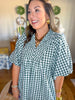 Cottage Gingham Midi Dress in Hunter Green
